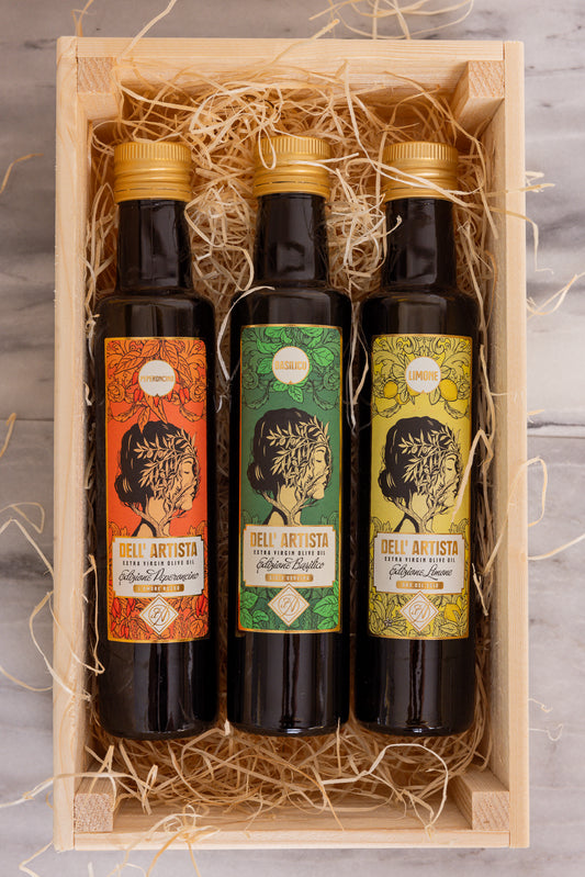 3 pack med smaksatt Olivolja, Limone, Basilico & Peperoncino